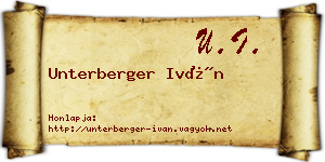 Unterberger Iván névjegykártya